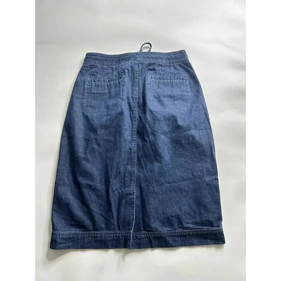 Vintage Orvis Skirt Womens 6 Midi Dark Wash Denim Cotton Drawstring Waist - Picture 3 of 5